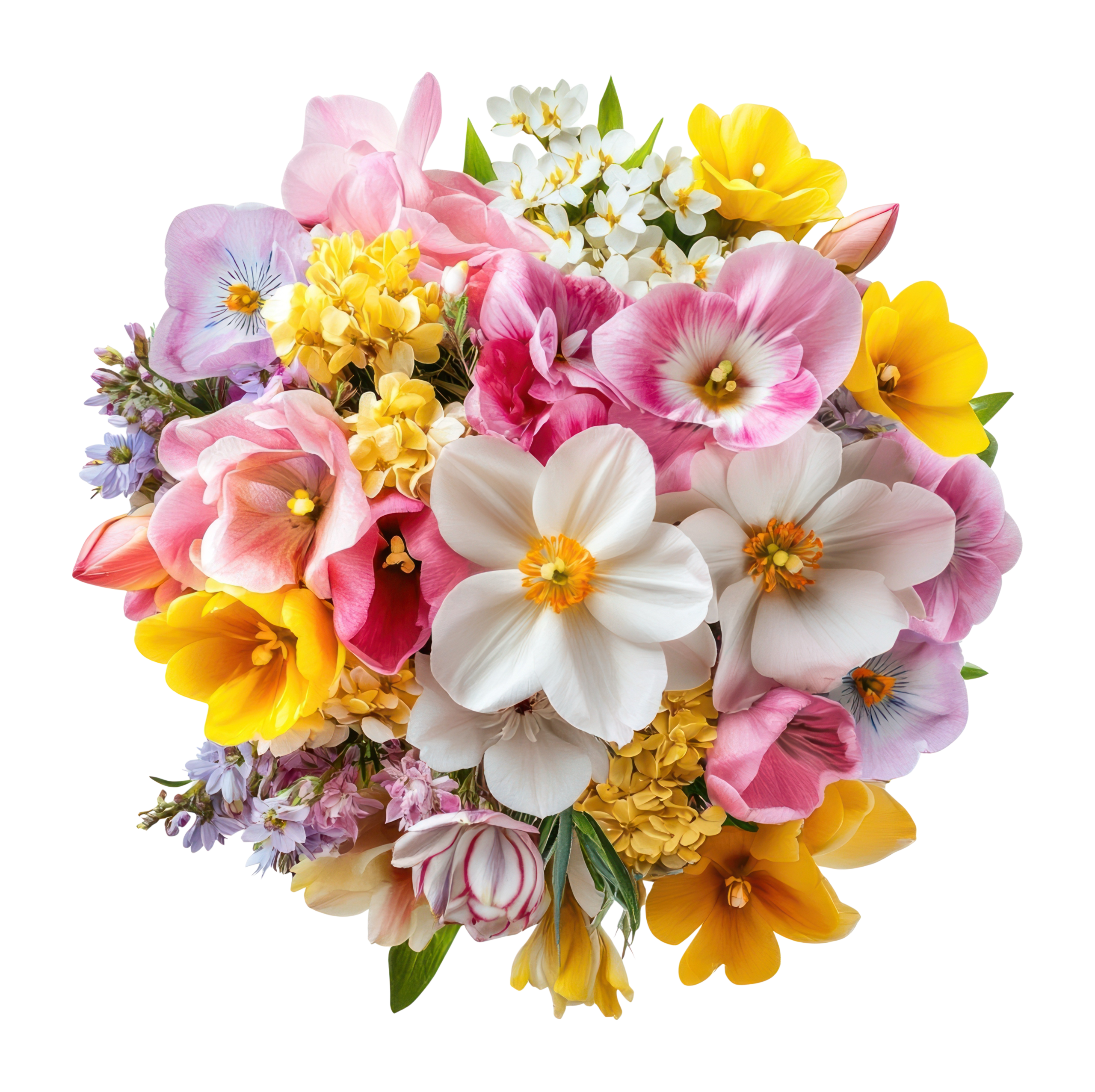 vibrant spring flower bouquet white background
