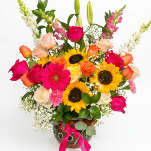 rosas con cristales, ferrero & set de globos de gala