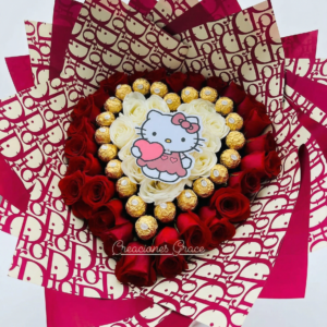 black anniversary box – rosas rojas con ferrero & mariposas de oro