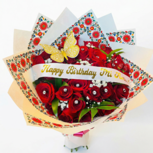 rosas con cristales, ferrero & set de globos de gala