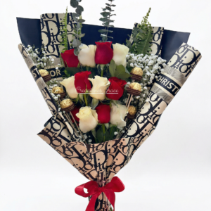 mix floral vibrante & girasoles con tarjeta de gala