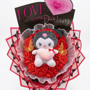 bouquet "kuromi corazón negro" – edición amor rebelde con rosas eternas