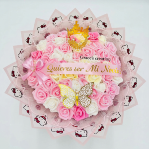bouquet "propuesta de ensueño" – edición hello kitty gold & pink