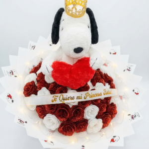 bouquet "snoopy corazón real" – edición princesa bella con luces led