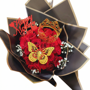 ramo "dulzura de madre" – rosas, chocolates y elegancia blanca