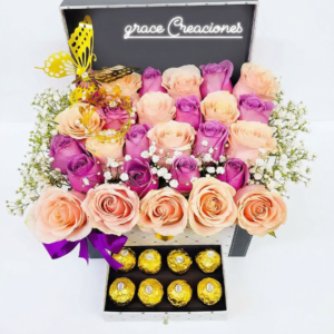 luxury box – ferrero rocher & rosas en cofre negro