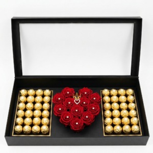 rosas con ferrero & globo burbuja personalizado