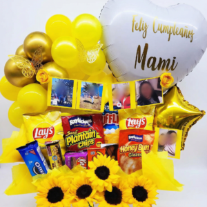 rosas con ferrero & globo burbuja personalizado