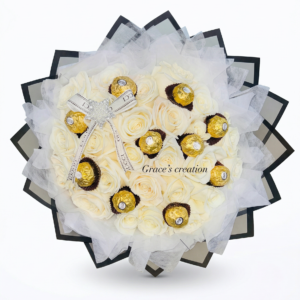 rosas con ferrero & globo burbuja personalizado