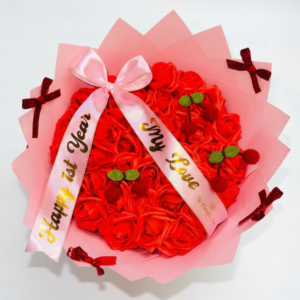 "aniversario cherry" – rosas eternas & satén rosa