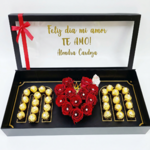 luxury box – ferrero rocher & rosas en cofre negro