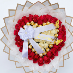 rosas con ferrero & globo burbuja personalizado