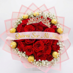 rosas con ferrero & globo burbuja personalizado