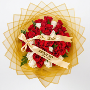 rosas con ferrero & globo burbuja personalizado